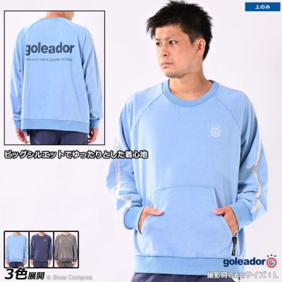 goleador ミニ裏毛スウェット袖ラインピグメント加工クルートレーナー