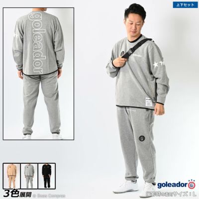 goleador スウェット裾バインダーBigロゴプリントオーバオーサイズクルートレーナー上下セット